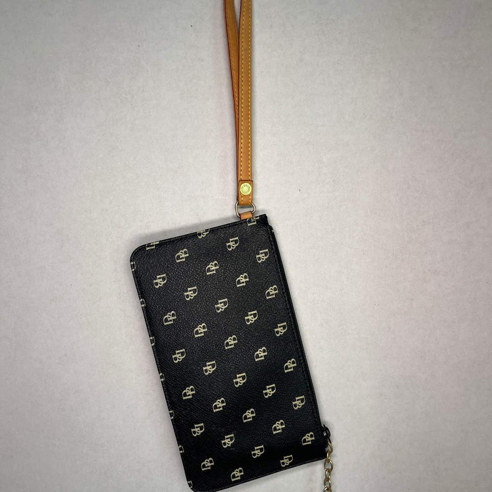 Black Wristlet with Gold Accents Dooney and Bourke